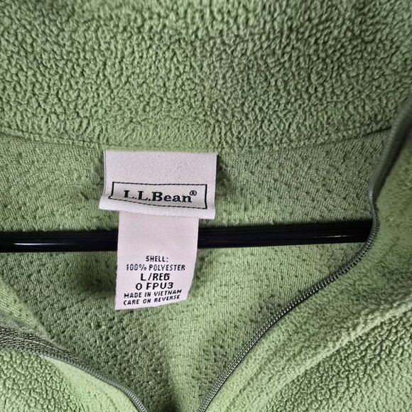 L.L.Bean Sage Green Fleece Quarter Zip Pullover Soft Textured Outdoor Layering P - Picture 3 of 5